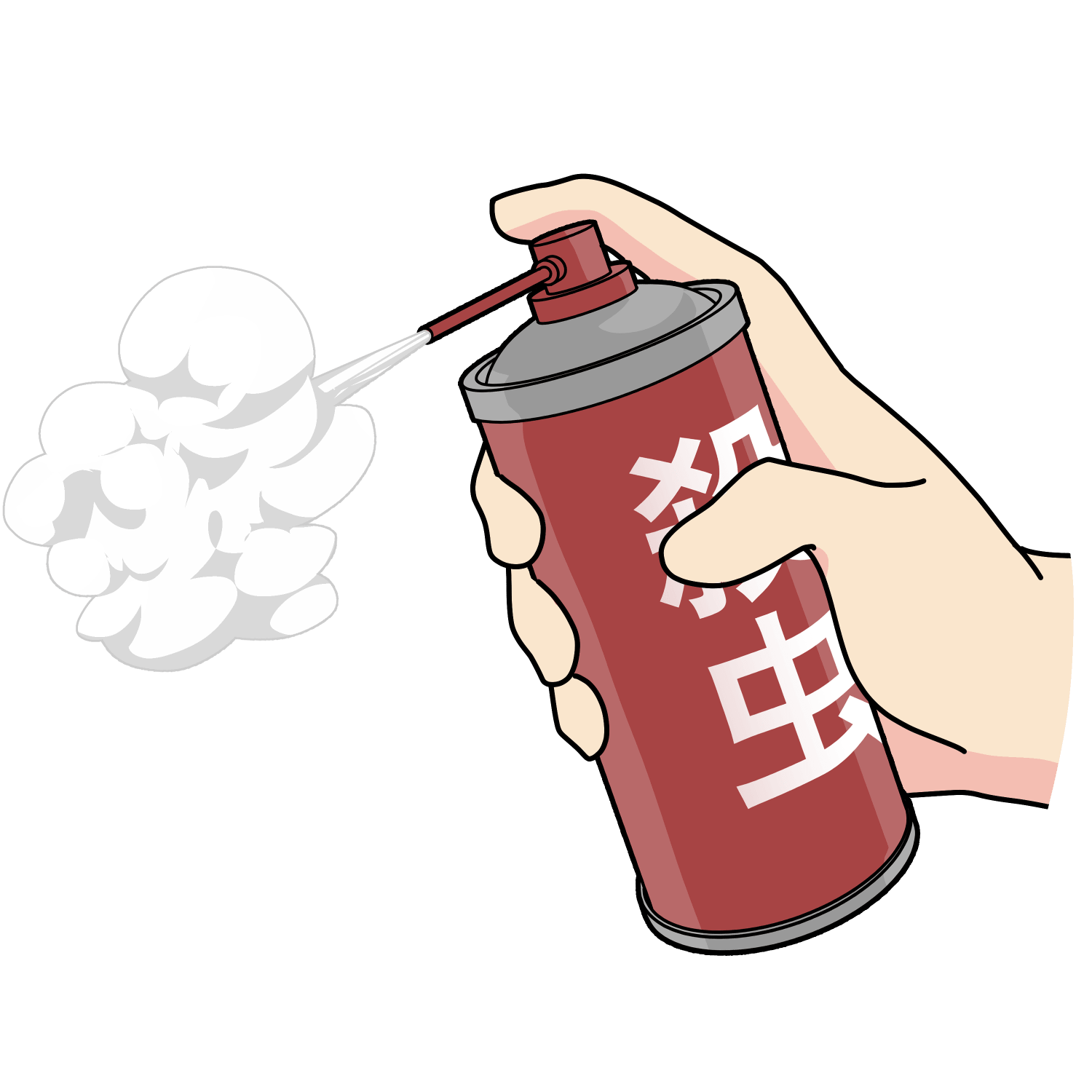 殺虫剤を噴射する手